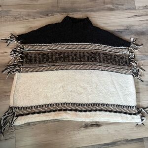 Free People soft striped turtleneck knit poncho